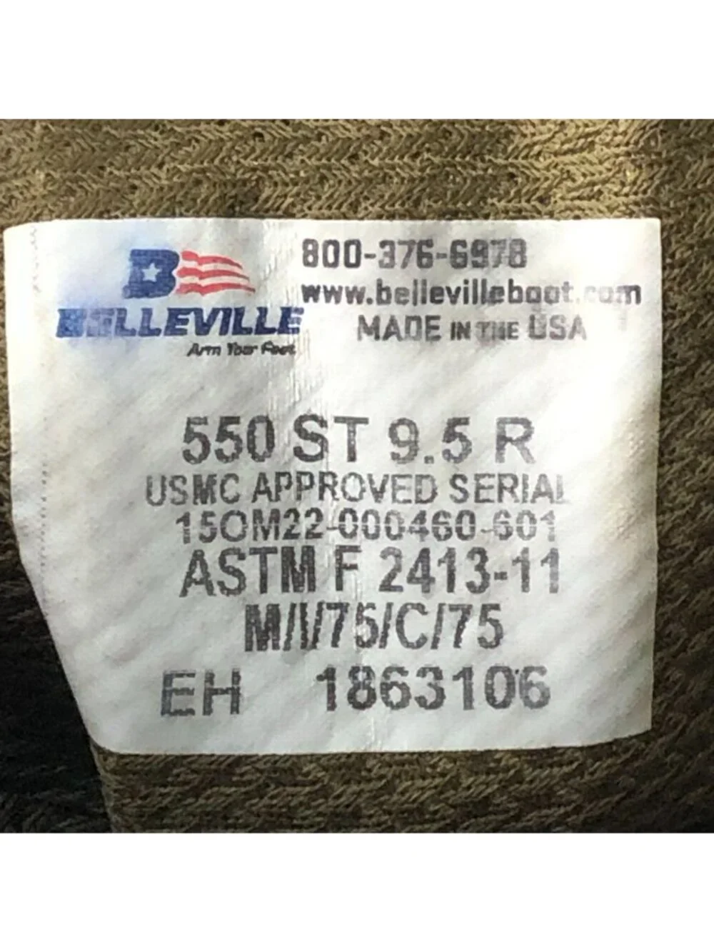 Belleville Men's Size 9.5R 550 ST USMC Hot Weather Steel Toe Brown Boots FAIR